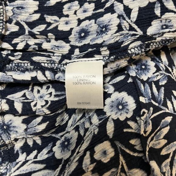 J Jill Floral Midi Dress Blue White Size XL Peasant Cottage Boho Feminine Casual - Picture 4 of 10